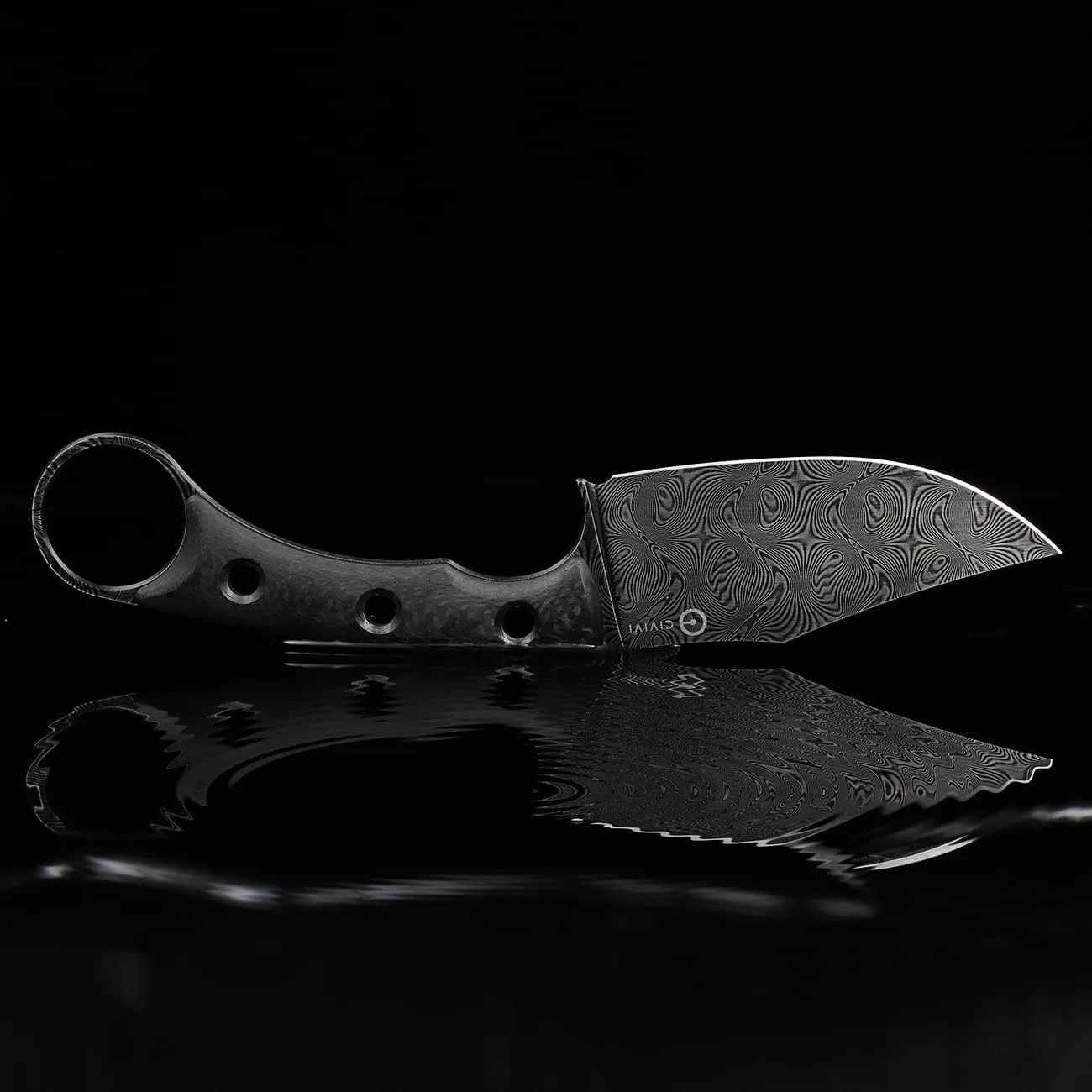 CIVIVI Midwatch Fixed Blade Knife, 3.39" Blade, with Kydex Sheath and Black Tied Paracord Lanyard C20059B