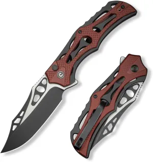 CIVIVI Pocket Knife for Men, Biophase Flipper Tactical Folding Knife, 3.48" Nitro-V Blade Aluminum with G-10 Handle, Lightweight Skeletonized EDC Knife for Camping Hunting, C23083C-1 (Burgundy)