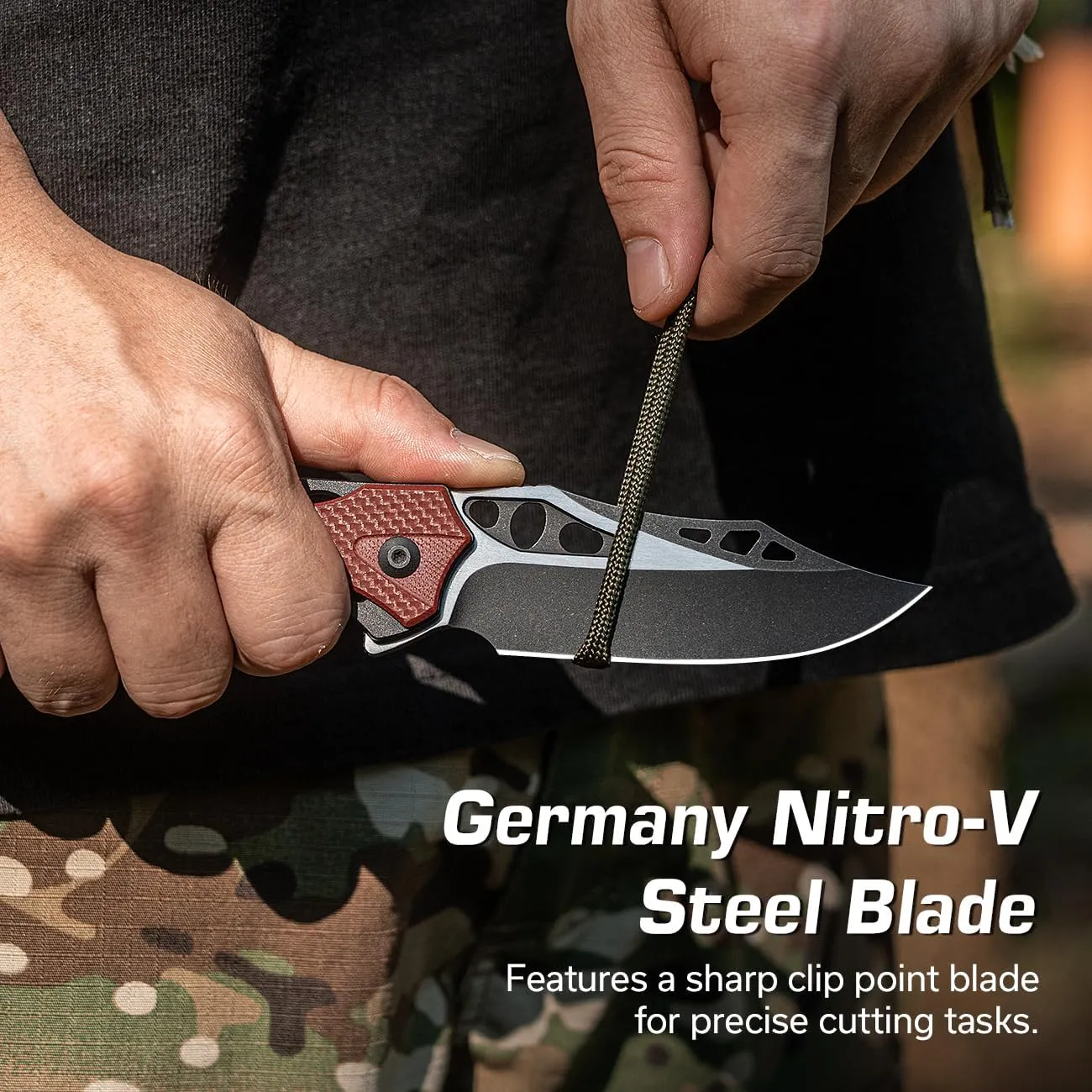 CIVIVI Pocket Knife for Men, Biophase Flipper Tactical Folding Knife, 3.48" Nitro-V Blade Aluminum with G-10 Handle, Lightweight Skeletonized EDC Knife for Camping Hunting, C23083C-1 (Burgundy)