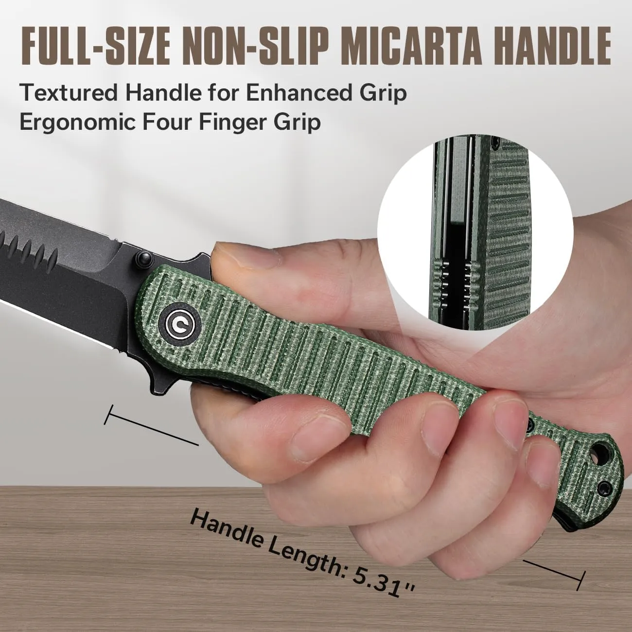 CIVIVI RS71 Pocket Knife for Men, Folding Knife with 4" Nitro-V Long Blade Micarta Full-size Handle for Camping Hunting Hiking C23025-3