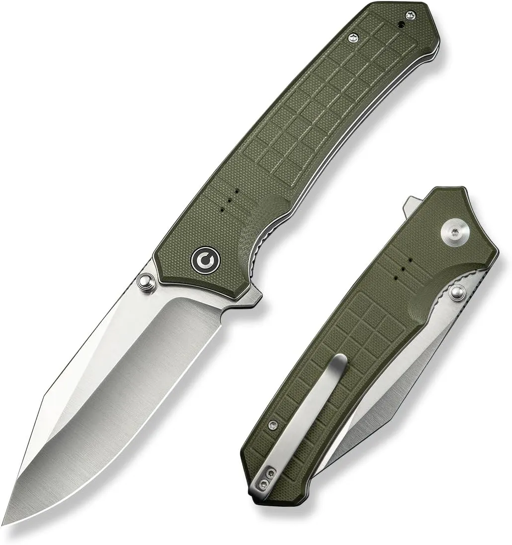 CIVIVI Tacticorix Pocket Knife for Men Women, EDC Flipper Folding Knife with 3.7" Nitro-V Blade G10 Handle for Camping Hunting C23055-2 (Green)