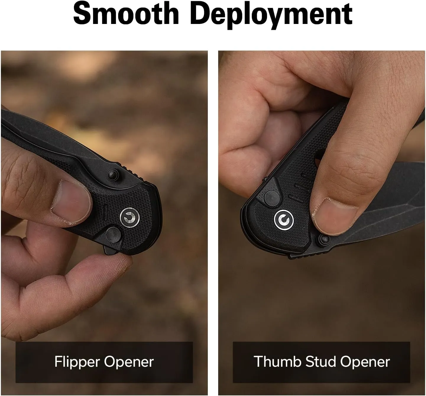 CIVIVI Triptych Folding Pocket Knife, 2.97" 14C28N Blade G10 Handle with Reversible Clip, Button Lock Knife for EDC Camping Hiking C23085B-1, Black
