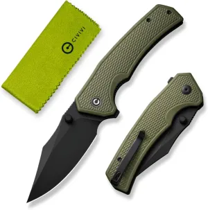 CIVIVI Vexillum Folding Knife for Outdoor and EDC, Flipper Pocket Knife with Thumb Stud Opener, 3.81" Nitro-V Blade Milled G10 Handle for Men C23003D-2