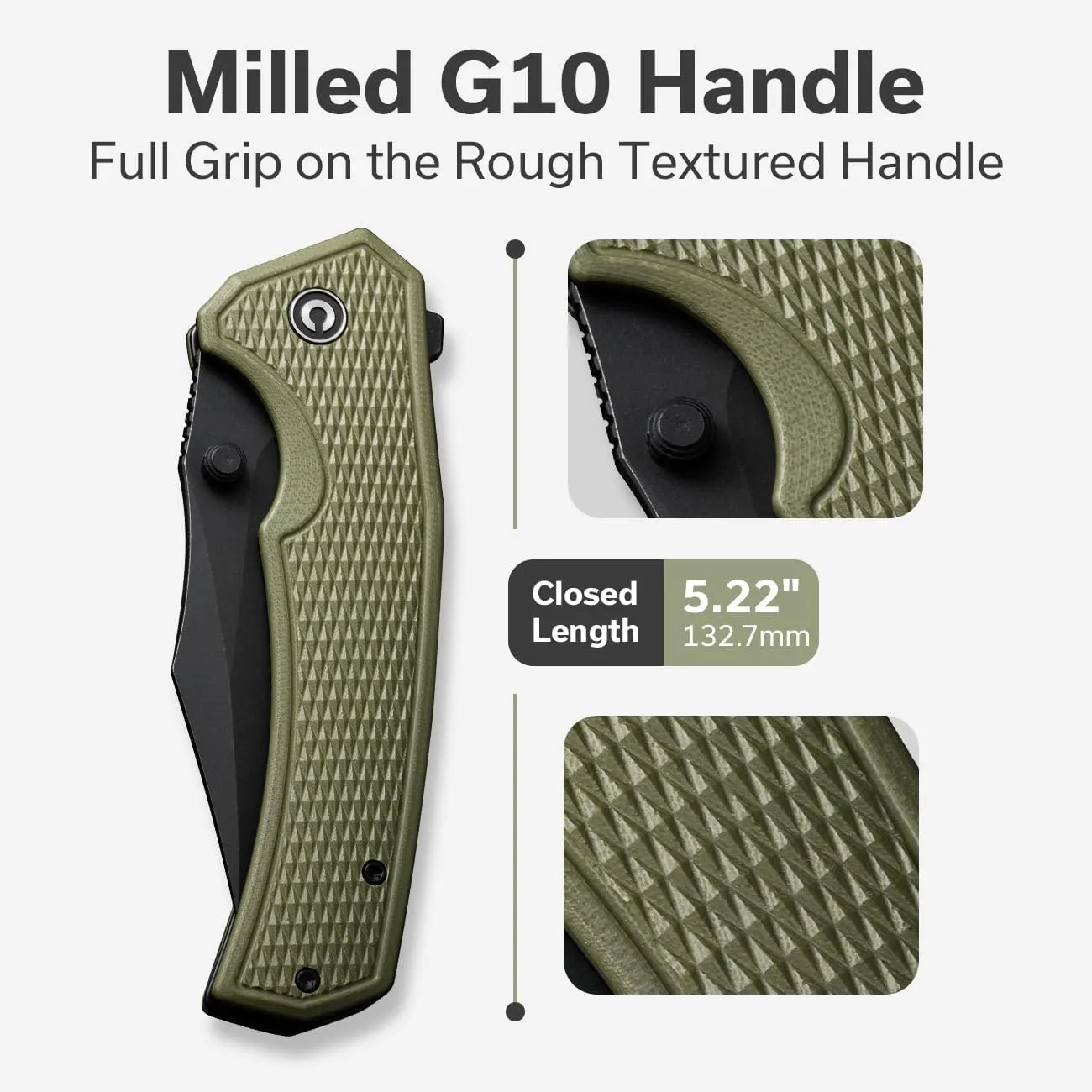 CIVIVI Vexillum Folding Knife for Outdoor and EDC, Flipper Pocket Knife with Thumb Stud Opener, 3.81" Nitro-V Blade Milled G10 Handle for Men C23003D-2
