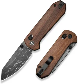 CIVIVI Yonder Folding Pocket Knife for EDC, Crossbar Lock Knife with 2.88" Damascus Blade Wood Handle, Lightweight Knife Gifts for Men Women Camping Hiking, Designed by Zac Whitmore C23073B-DS1