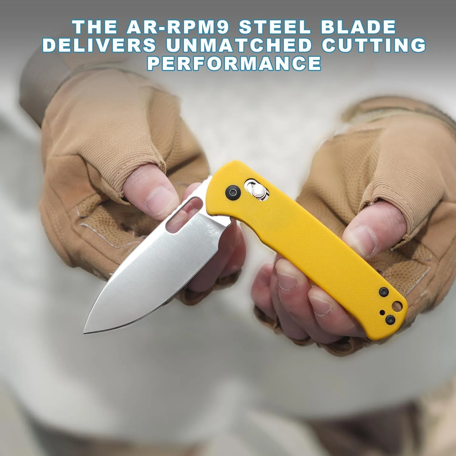 CJRB Hectare Folding Pocket Knife, 3.15" AR-RPM9 Powder Steel Blade G10 Handle Small EDC Knife With Pocket Clip for Men Women, Sharp Camping Survival Hiking Knives J1935 (Black)