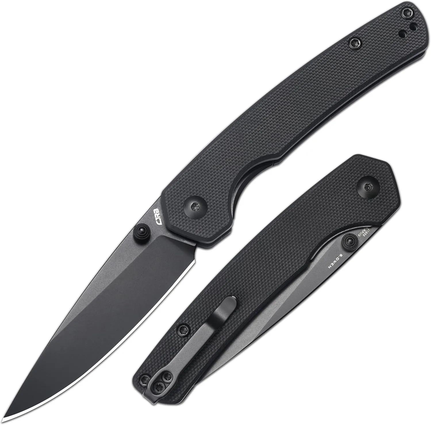 CJRB Kain Folding Pocket Knife, 2.95'' AR-RPM9 Steel Blade G10 Handle Small EDC Knife with Pocket Clip for Men Women, Sharp Knives for Camping Hiking Survival, Designed by Sanford Owen(J1956 Black)
