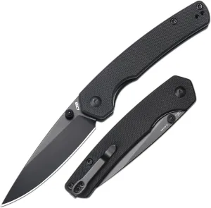CJRB Kain Folding Pocket Knife, 2.95'' AR-RPM9 Steel Blade G10 Handle Small EDC Knife with Pocket Clip for Men Women, Sharp Knives for Camping Hiking Survival, Designed by Sanford Owen(J1956 Black)
