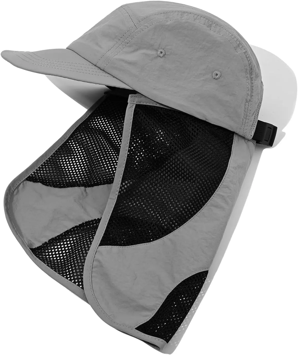 CLAPE Flap Cap 5 Panel Hat with Removable Neck Cover Flap for Men Flat Bill Quick Dry Baseball Cap Outdoor Sport Fishing Hat