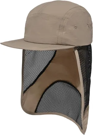 CLAPE Flap Cap 5 Panel Hat with Removable Neck Cover Flap for Men Flat Bill Quick Dry Baseball Cap Outdoor Sport Fishing Hat
