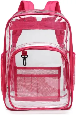 Clear Backpack For Stadium Events,Thick PVC Backpack With Reinforced Strap,Stadium Bag For Concert Sport Events Work(6 Colors)(Red)