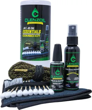 Clenzoil Field & Range Pistol & Rifle Essentials Gun Cleaning Kit | CLP Spray & Oiler with Bore Cleaner | Clean, Lubricate & Protect | Nylon Brush, Bore Swabs & Microfiber