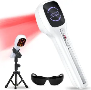 Cold Laser Therapy Device for Humans & Dogs, 4x808nm   14x650nm Red Light Therapy for Body Pain Relief, Handheld lllt Near Infrared Light Wand with Stand for Joint, Back, Knee, Muscle Use