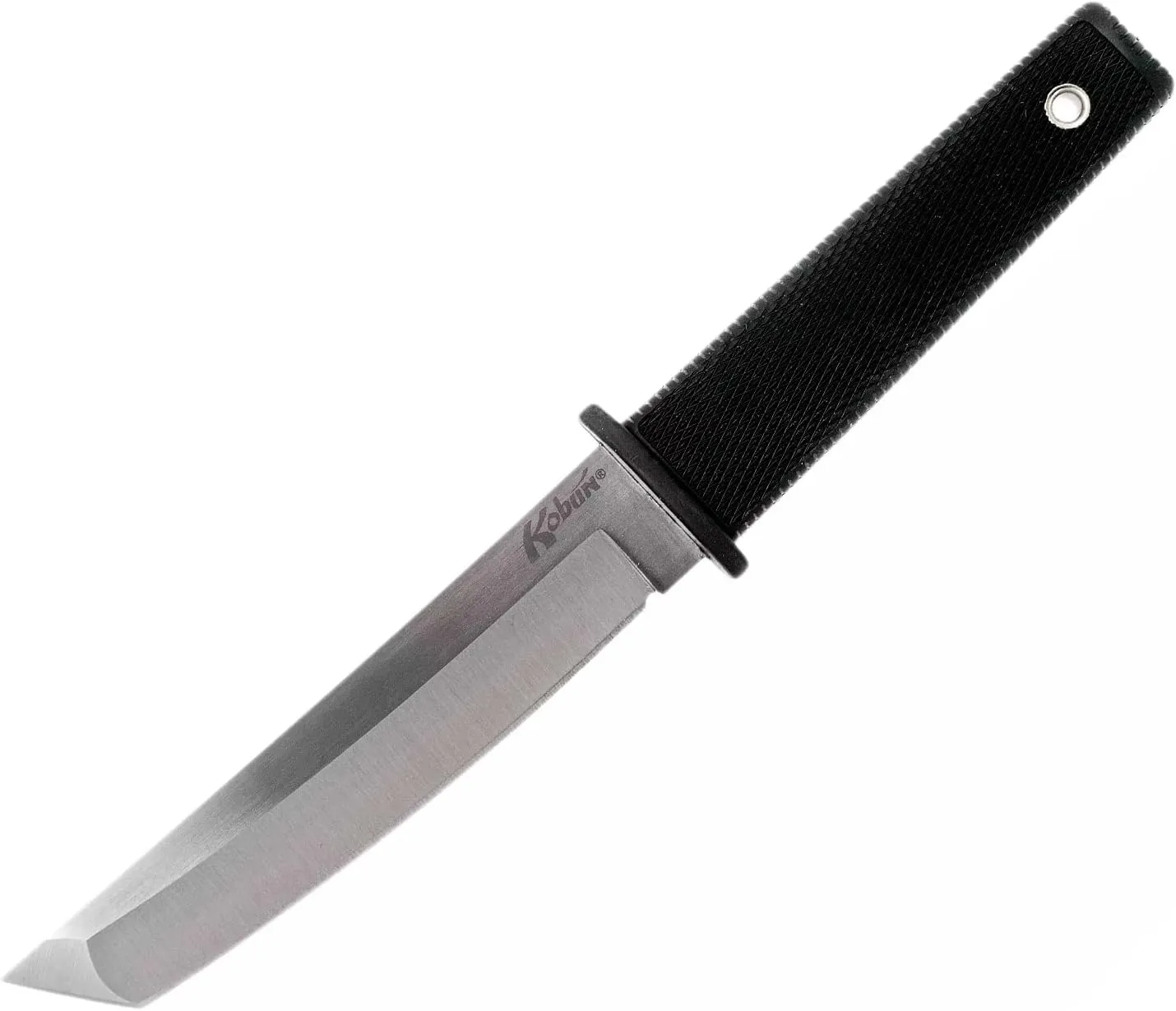 Cold Steel Kobun Plain Edge 5.5" Japanese AUS8A Stainless Steel American Tanto Shape Fixed Blade Tactical Hunting Knife, Ergonomic Kray-Ex Handle, Secure-Ex Sheath