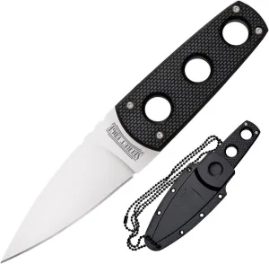 COLD STEEL Secret Edge Durable Lightweight Japanese AUS8A Steel Drop Point 3.5" Fixed Blade Tactical Outdoor Hunting Concealed Carry Neck Knife, Griv-Ex Handle, Secure-Ex Sheath