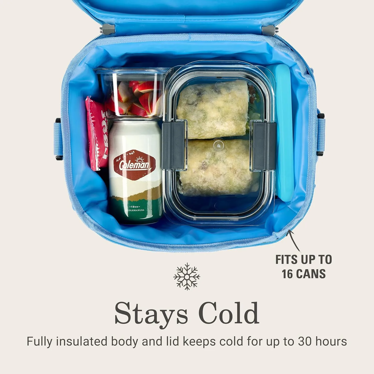 Coleman Pro 16-Can Premium Soft Cooler Lunchbox, Fully Insulated Lid & Body Stays Cold up to 30 Hours