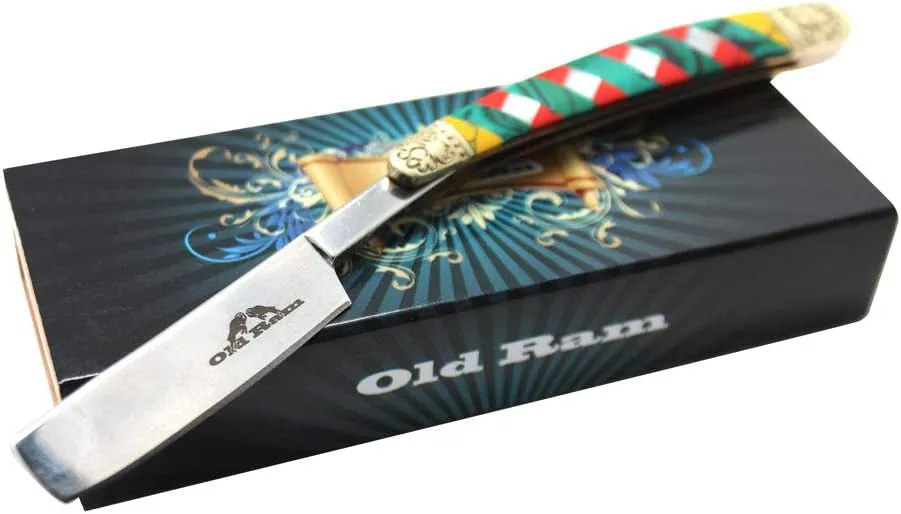 Collection Barber Straight Razor Style Manual Folding Knife.. (Red)