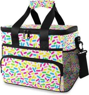 Colorful Sugar Doodle Cooler Bag Insulated Cooler Soft Sided Cooler 24 Can Portable Picnic Bag Large Leakproof Lunch Bag Box for Beach Grocery Camping Travel Car Men Women