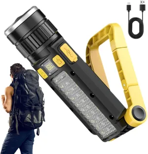 Compact Flashlight,Survival Flashlight | LED High Brightness USB Charging Battery Display for Tent Tailgating Outdoor Adventure Storm Outage Festival