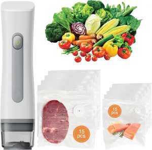 Compact Vacuum Sealer Machine Set, Vacuum Sealer for Food, Convenient Handheld Both Dry Food and Moist Foods for RV, Boat Galley (Vacuum Sealer and 30 Bags)