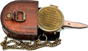 Compass Your Tommy Your Tubbo Brass Nautical Pocket Compass with Leather Carry Case, Compass with Chain, Pirates Compass, Engravable Gift Compass, Camping Compass