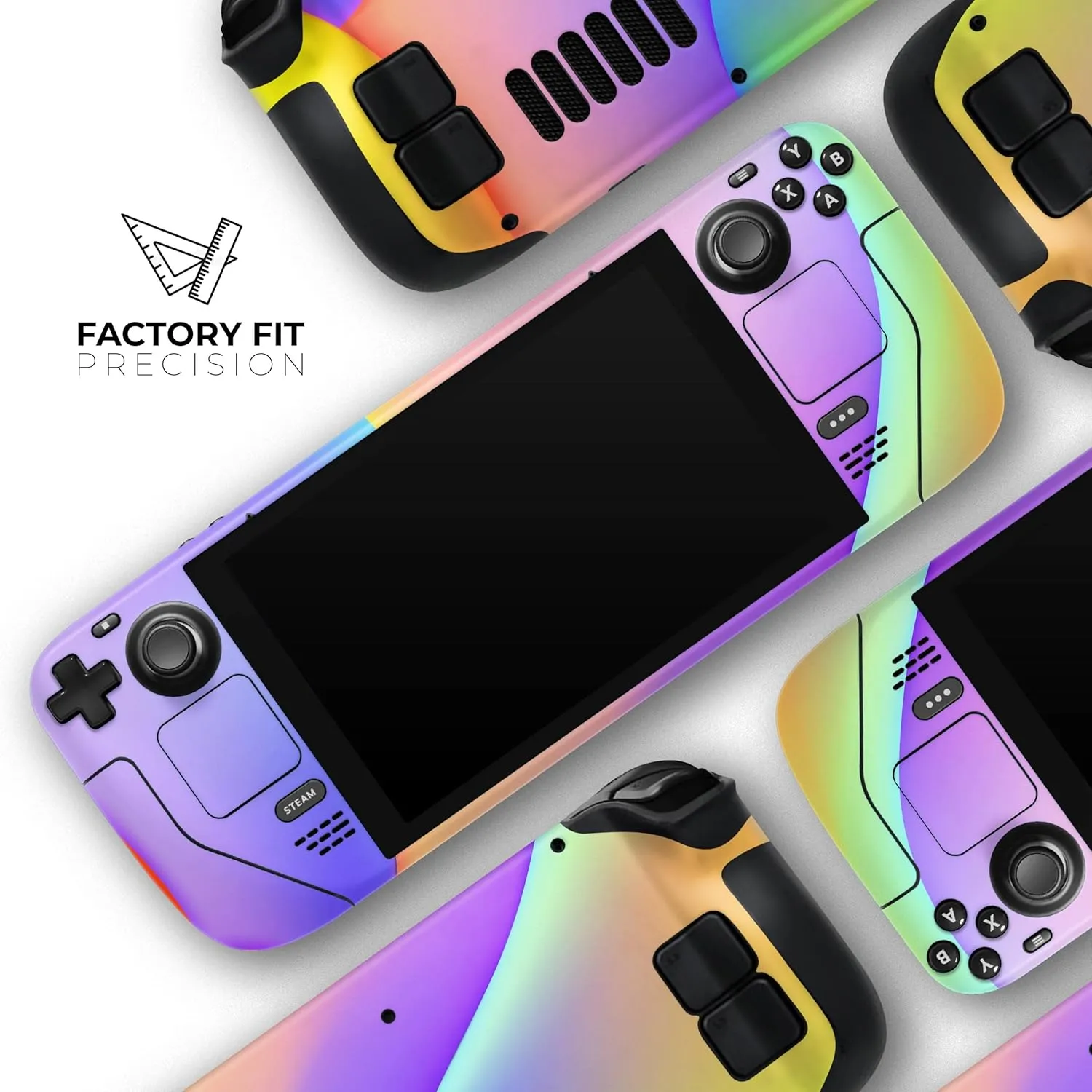 Compatible with Steam Deck - Skin Decal Protective Scratch-Resistant Removable Vinyl Wrap Cover - Abstract Neon Wave V4
