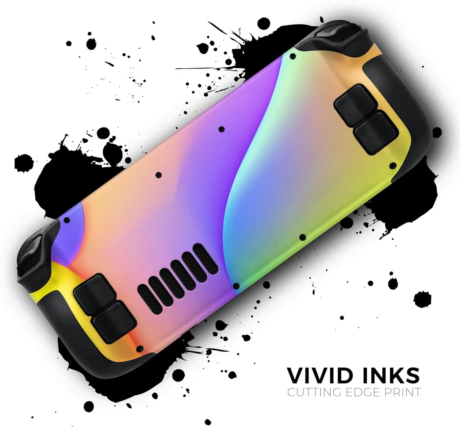 Compatible with Steam Deck - Skin Decal Protective Scratch-Resistant Removable Vinyl Wrap Cover - Abstract Neon Wave V4