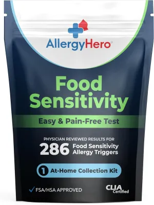 Comprehensive Food Sensitivity Test Kit for Adults & Kids – Easy at-Home Use, Evaluates 286 Foods & Beverages and Identifies Dietary Triggers, Helps with Precise Dietary Choices & Wellness