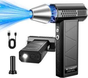 Compressed Air Duster, 360000RPM Electric Air Duster with LED Light, 4-Gear Adjustable Mini Handheld Air Blower Jet Turbo Fan Jet Dry Blower Rechargeable Air Blower Duster for Keyboard Car Home