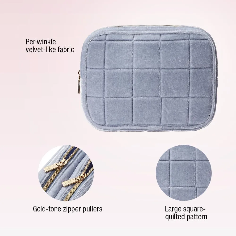 Conair Women's Double Zip Toiletry Travel Bag-Makeup Organizer-Gifts for her, Frosty Blue, 1 Count (Pack of 1)