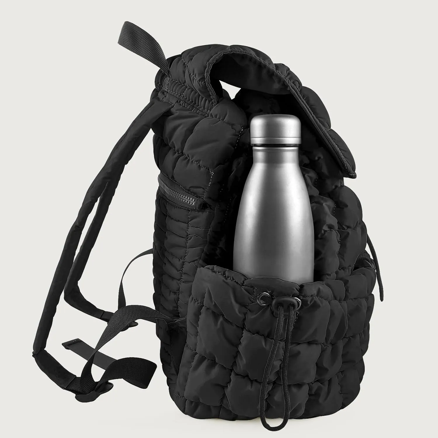CONTAIL 18L Quilted Puffer Backpack for Women,Lightweight Puffy Hiker Pack,Black