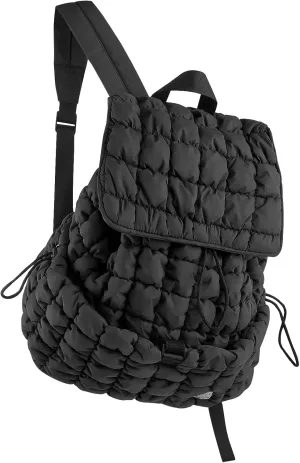 CONTAIL 18L Quilted Puffer Backpack for Women,Lightweight Puffy Hiker Pack,Black