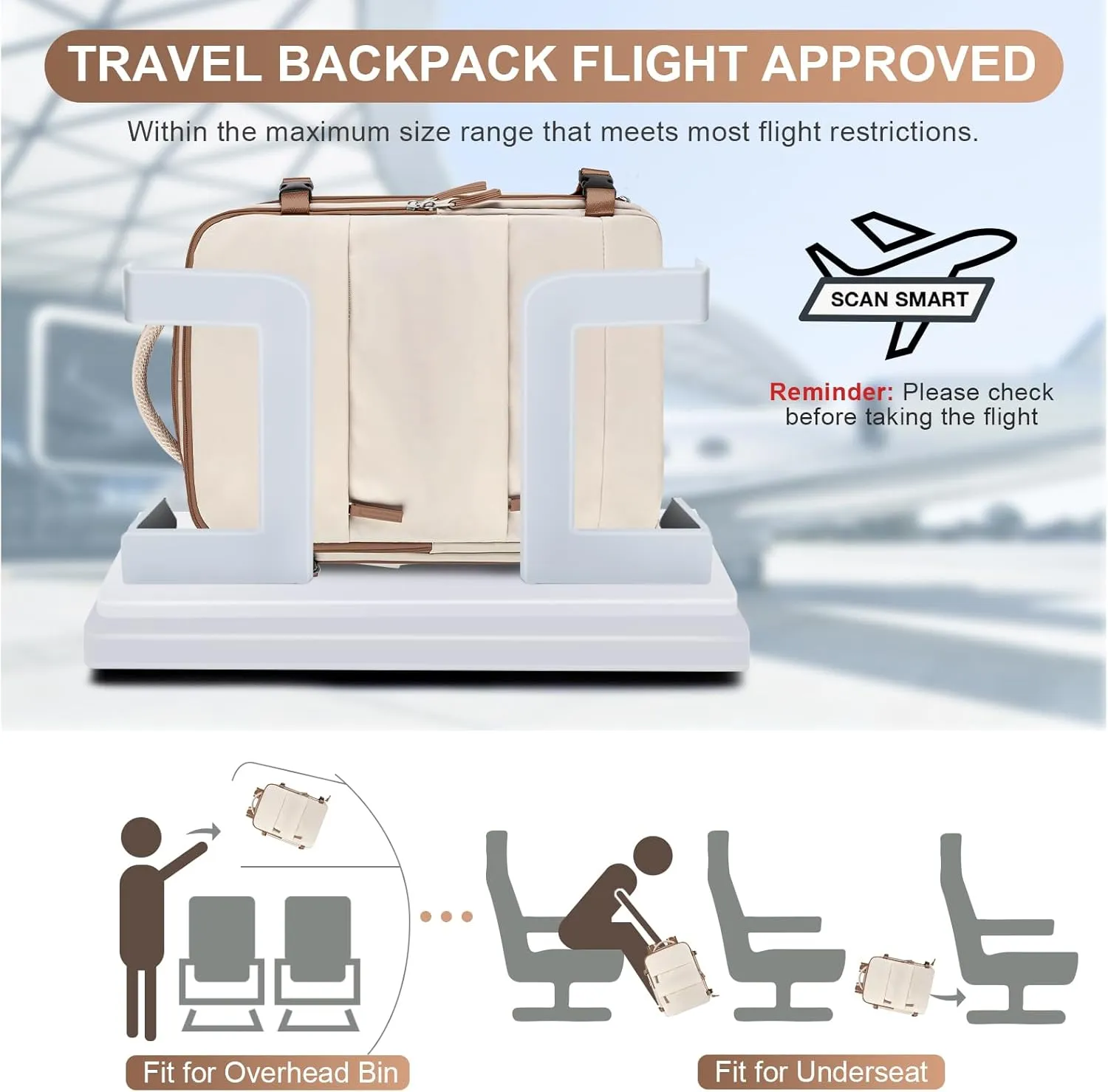 coofay Extra Large Travel Backpack Carry on Flight Approved Mochila De Viaje Personal Item Backpack for Airlines Frontier Airlines Personal Item Bag Backpack for Travel Backpacks for Men Women