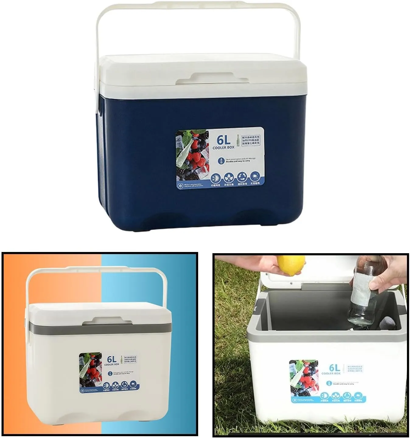 Cool Box, Cool Box, Small, Hard Insulated Box for Beach, Barbecue, Sports Drinks, Keeping Food Fresh