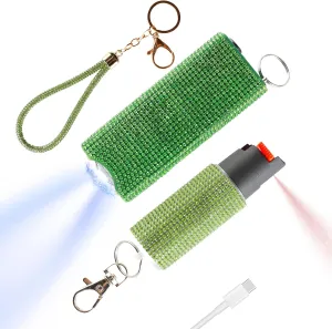 Cool MagiUSA Bling Stun Gun & Pepper Spray Bracelet Keychain Set – LED Flashlight Personal Alarm Self Defense Kit for Women & Men – Tazer taiser Pepper Gel Safety Tools Quick Defense, Multi Color