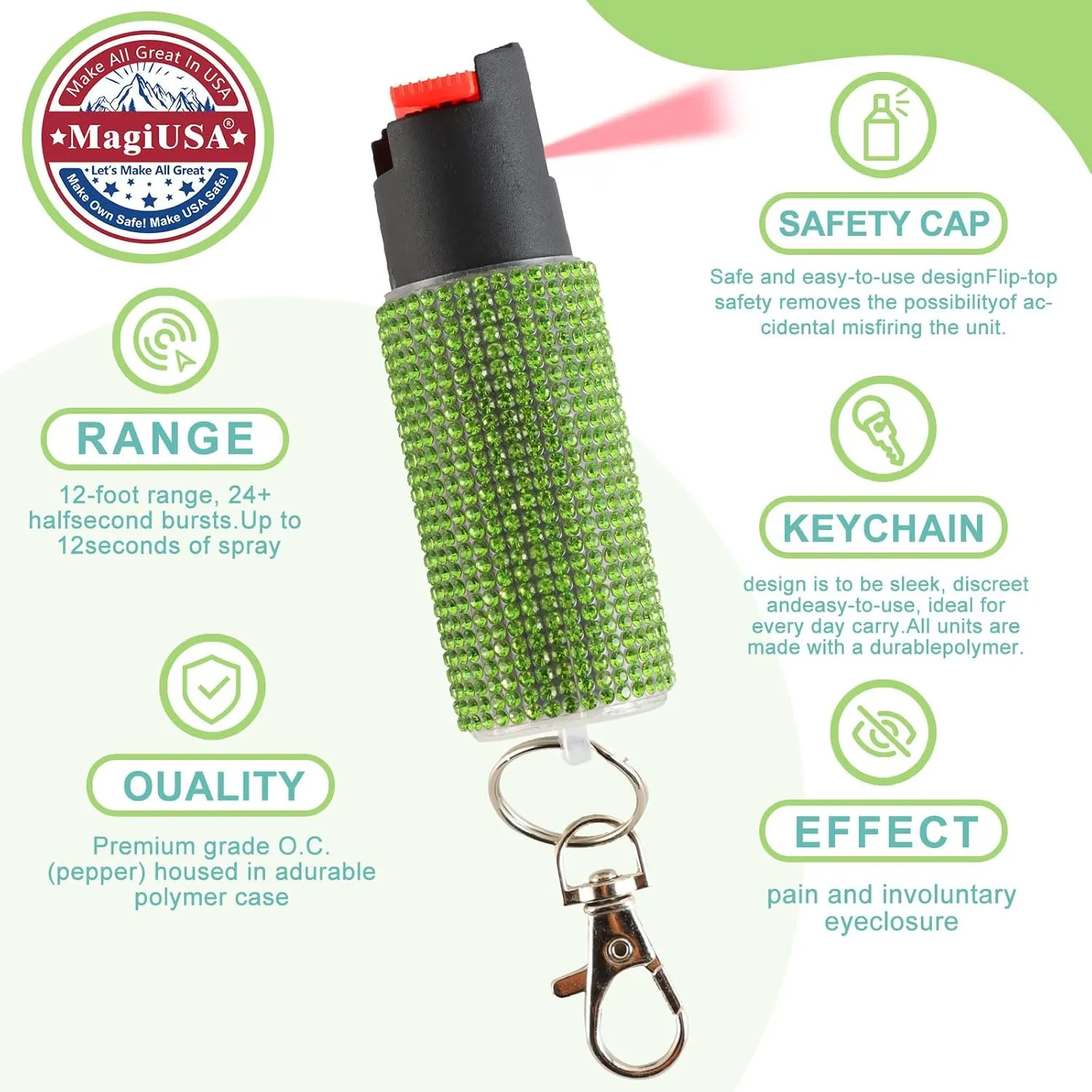 Cool MagiUSA Bling Stun Gun & Pepper Spray Bracelet Keychain Set – LED Flashlight Personal Alarm Self Defense Kit for Women & Men – Tazer taiser Pepper Gel Safety Tools Quick Defense, Multi Color
