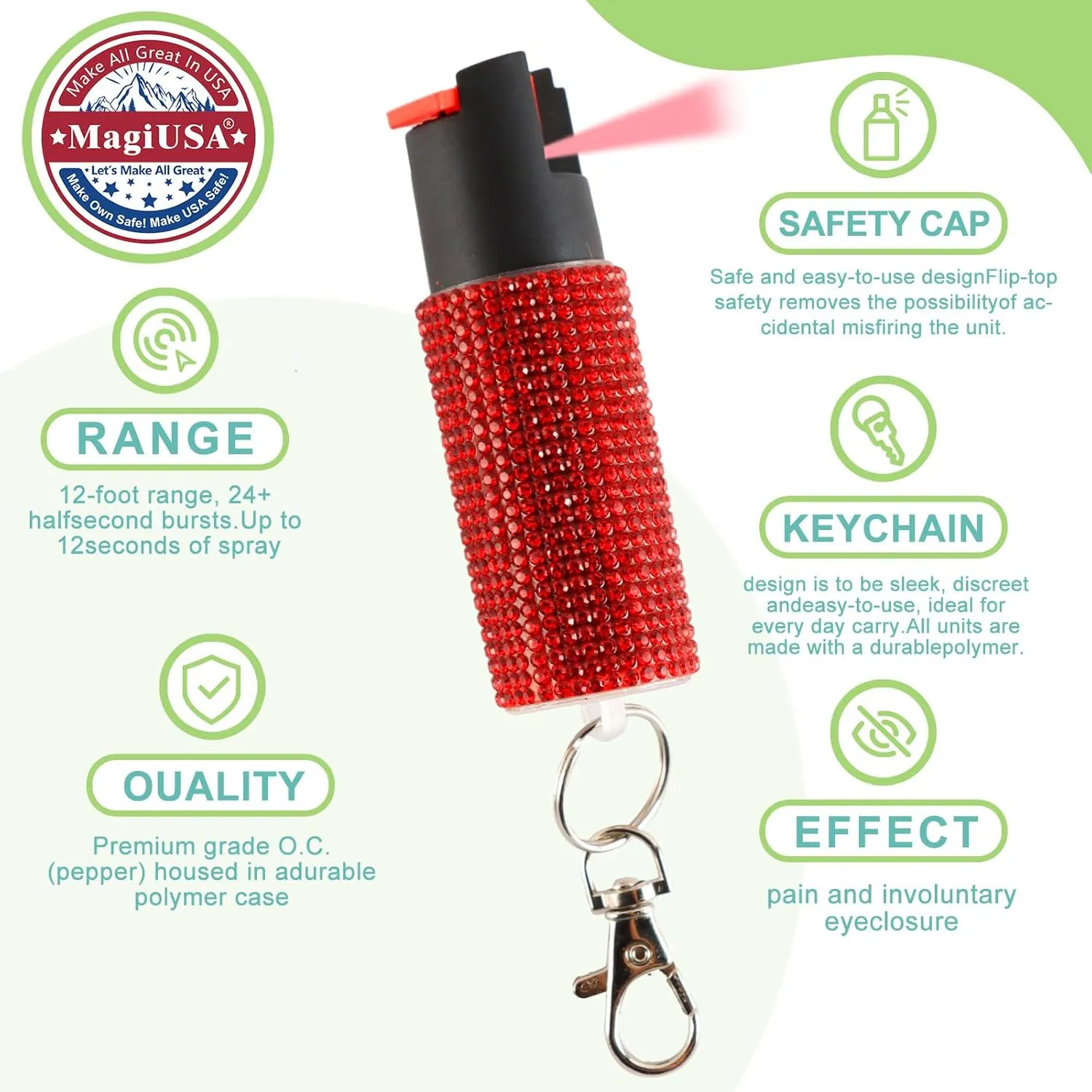 Cool MagiUSA Bling Stun Gun & Pepper Spray Bracelet Keychain Set – LED Flashlight Personal Alarm Self Defense Kit for Women & Men – Tazer taiser Pepper Gel Safety Tools Quick Defense, Multi Color
