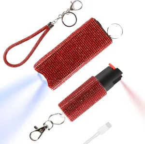 Cool MagiUSA Bling Stun Gun & Pepper Spray Bracelet Keychain Set – LED Flashlight Personal Alarm Self Defense Kit for Women & Men – Tazer taiser Pepper Gel Safety Tools Quick Defense, Multi Color