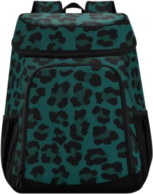 Cooler Backpack, Leopard Print Blue Insulated Camping Cooler Bag for Camping BBQ Hiking Beach Cooler Travel Cooler Bag