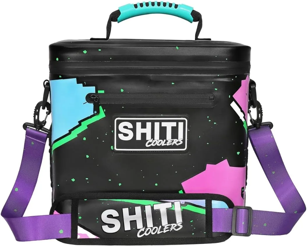 Cooler Bag for Camping, Travel, Beach, Soft Lunch Box for Food, Drinks & Ice, Portable, Waterproof 24 Hour Insulated Bag with Bottle Opener, Customizable (Midnight Rider, 12 Can Cooler)