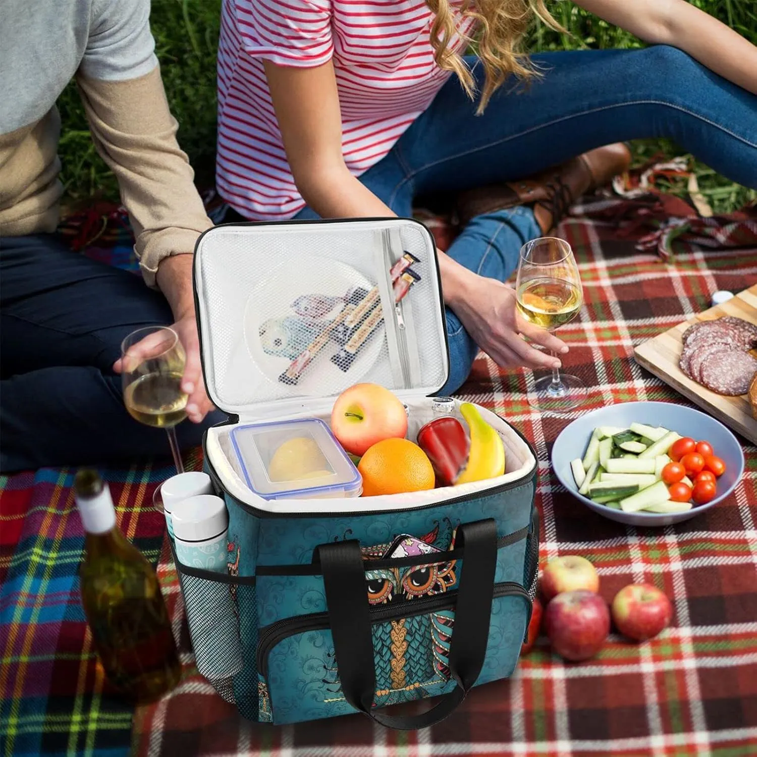 Cooler Bag Insulated Picnic Bag Large Lunch Box Reusable Tote Bag Soft Sided Portable Beach Cooler Grocery Camping