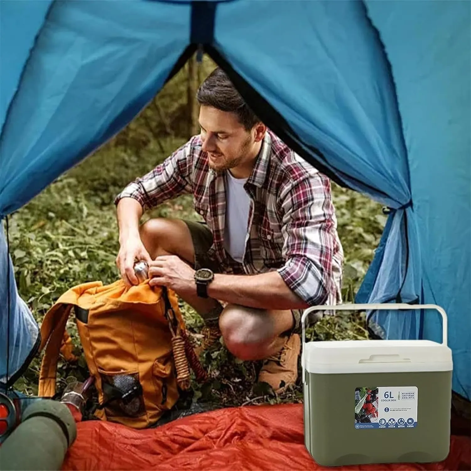Cooler Box Hot/Cold Insulated Freezer Cool, Ice Chest Cooler Box Camping Picnic Insulated Food Container Ice Box Picnic Camping Portable with Carry Handle Leakproof Travel Cooler