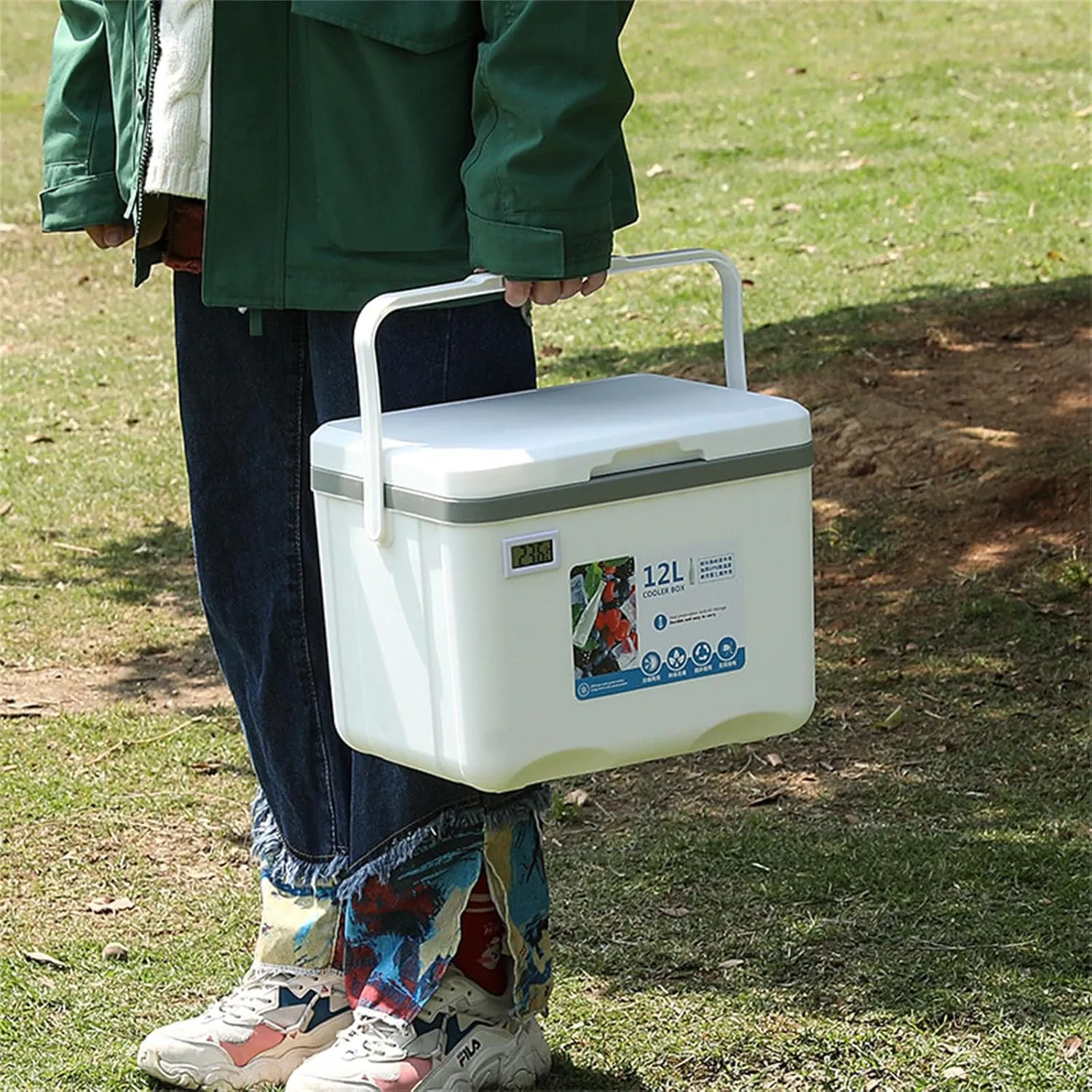 Cooler Box Hot/Cold Insulated Freezer Cool, Ice Chest Cooler Box Camping Picnic Insulated Food Container Ice Box Picnic Camping Portable with Carry Handle Leakproof Travel Cooler