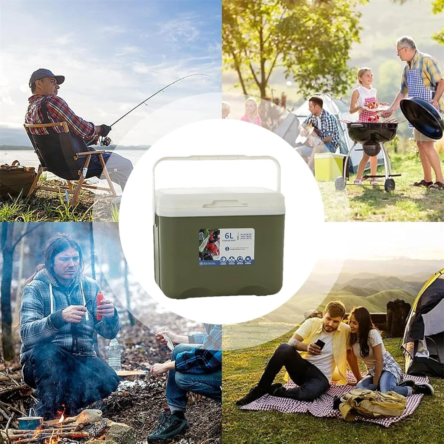 Cooler Box Hot/Cold Insulated Freezer Cool, Ice Chest Cooler Box Camping Picnic Insulated Food Container Ice Box Picnic Camping Portable with Carry Handle Leakproof Travel Cooler