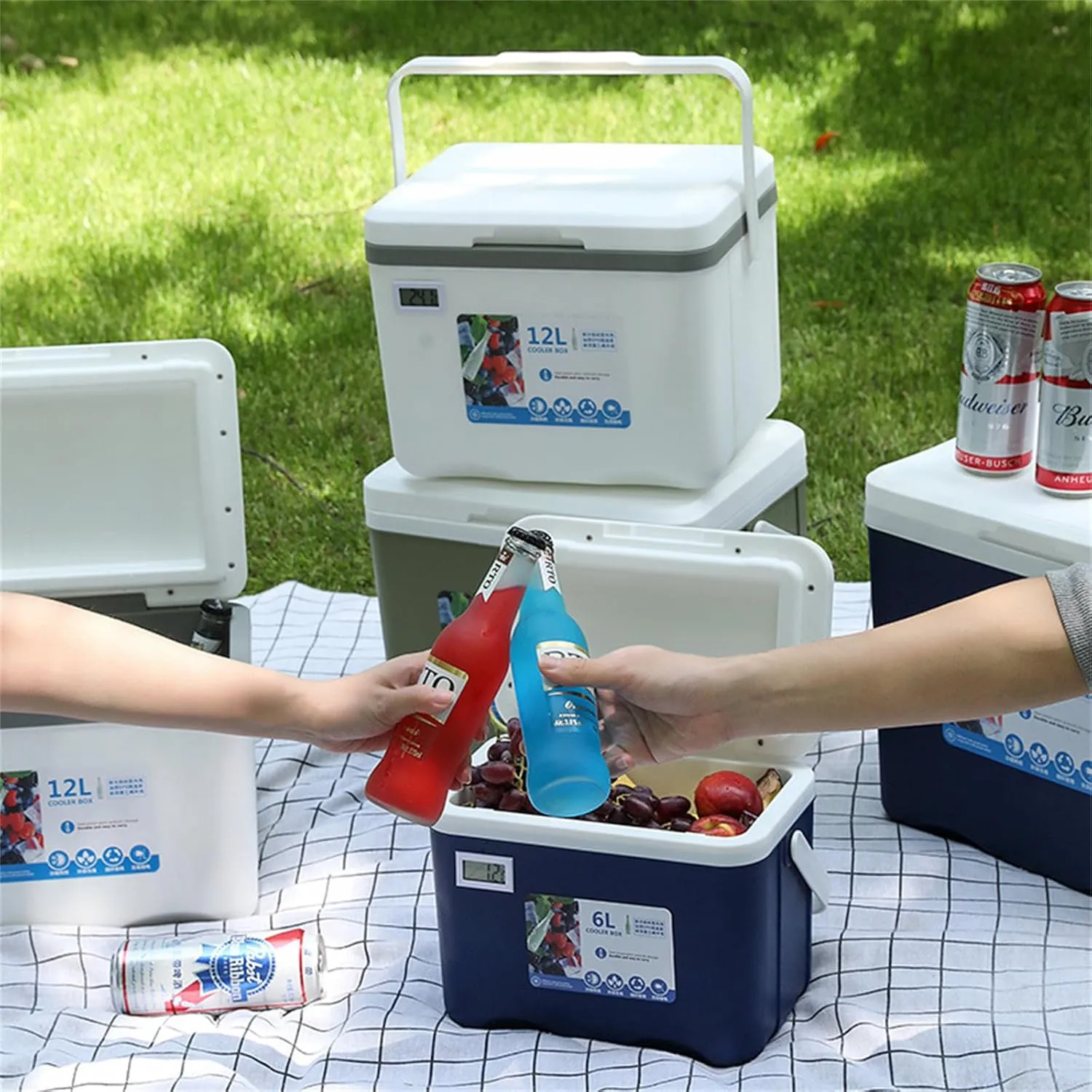 Cooler Box Hot/Cold Insulated Freezer Cool, Ice Chest Cooler Box Camping Picnic Insulated Food Container Ice Box Picnic Camping Portable with Carry Handle Leakproof Travel Cooler