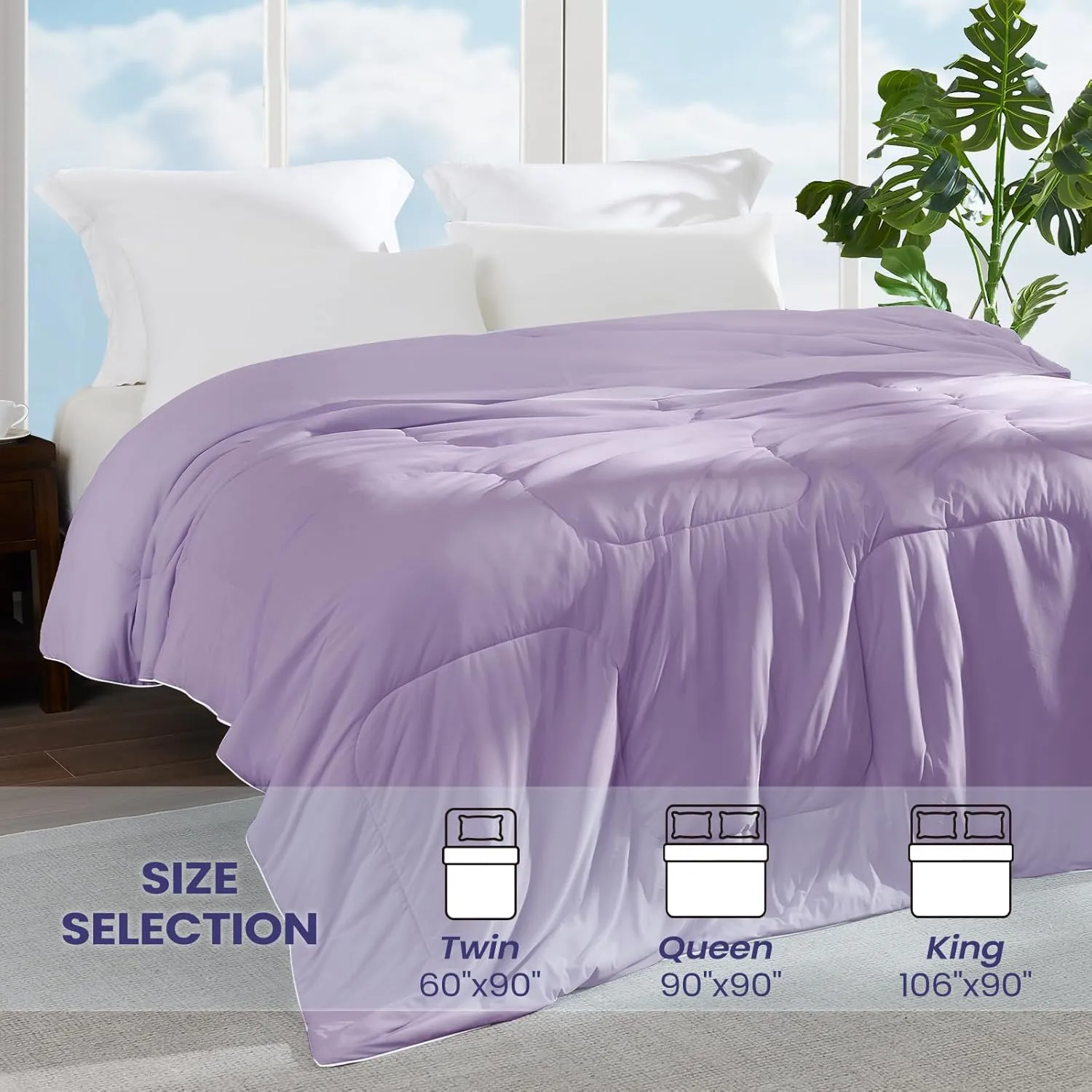 Cooling Comforter King Size, Cooling Blankets for Hot Sleepers, Lightweight Comforter 106" x 90", Lavender