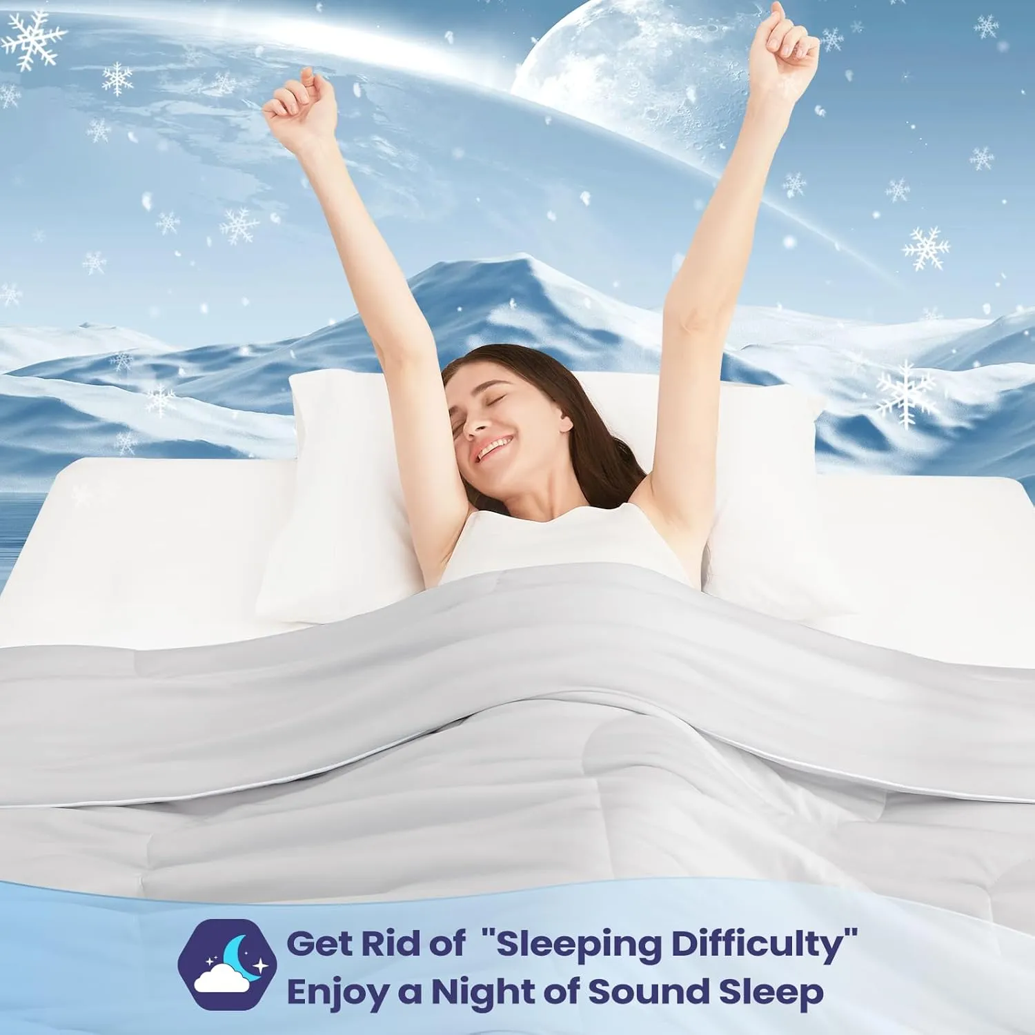 Cooling Comforter King Size, Cooling Blankets for Hot Sleepers, Lightweight Comforter 106" x 90", Light Grey