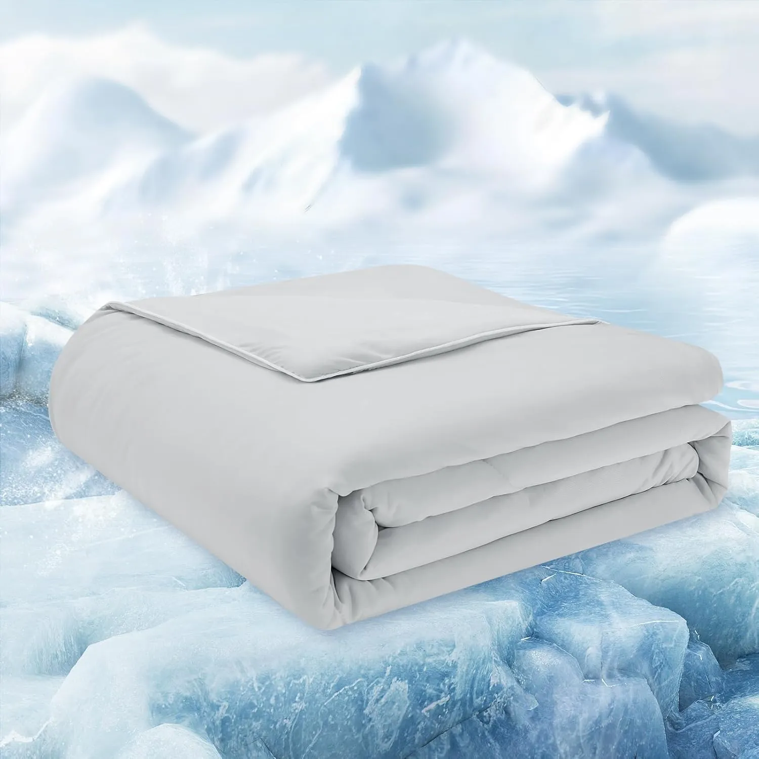 Cooling Comforter King Size, Cooling Blankets for Hot Sleepers, Lightweight Comforter 106" x 90", Light Grey