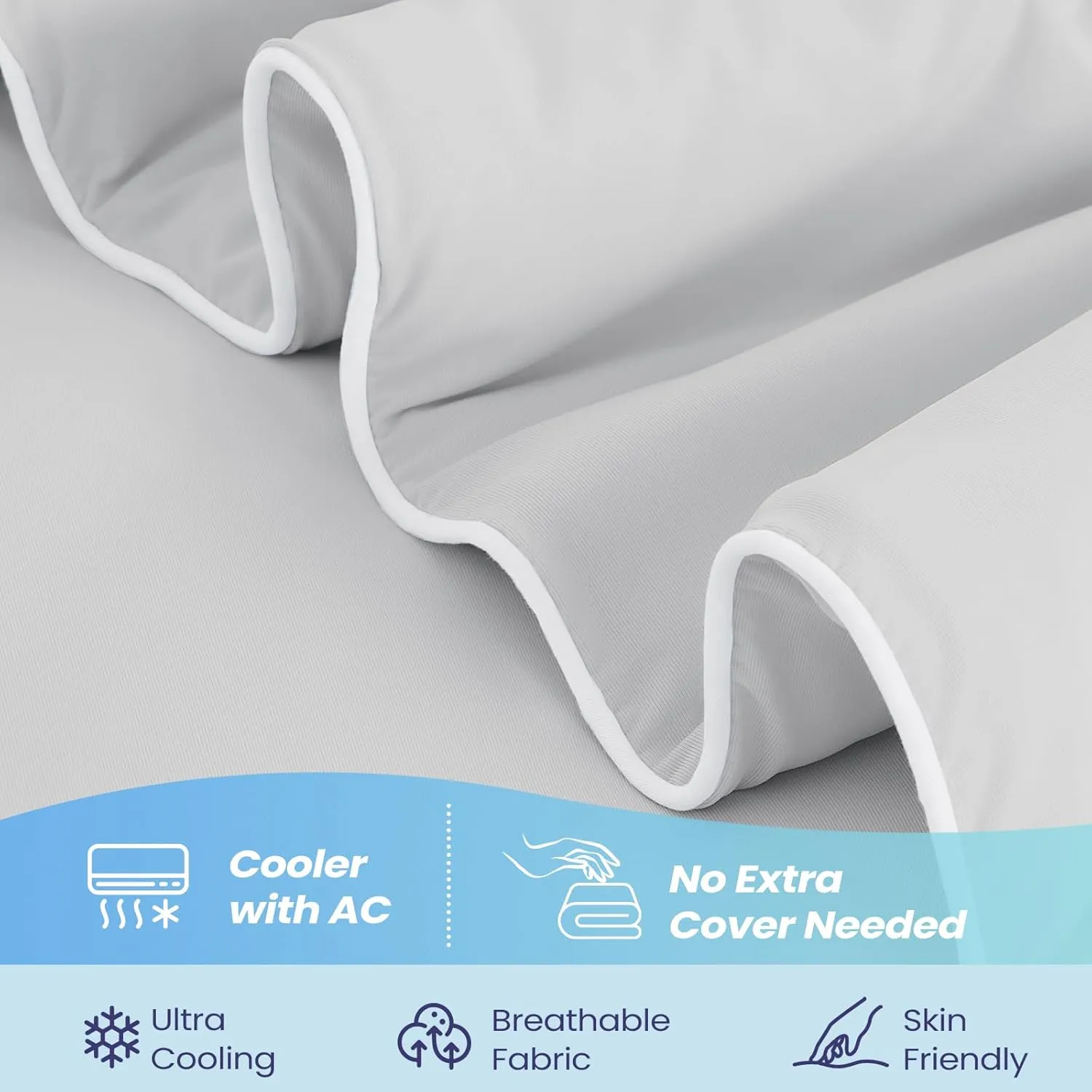 Cooling Comforter King Size, Cooling Blankets for Hot Sleepers, Lightweight Comforter 106" x 90", Light Grey