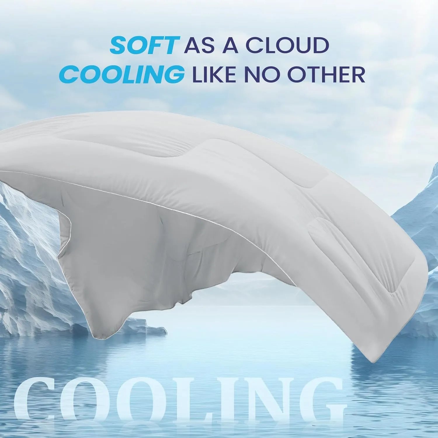 Cooling Comforter King Size, Cooling Blankets for Hot Sleepers, Lightweight Comforter 106" x 90", Light Grey